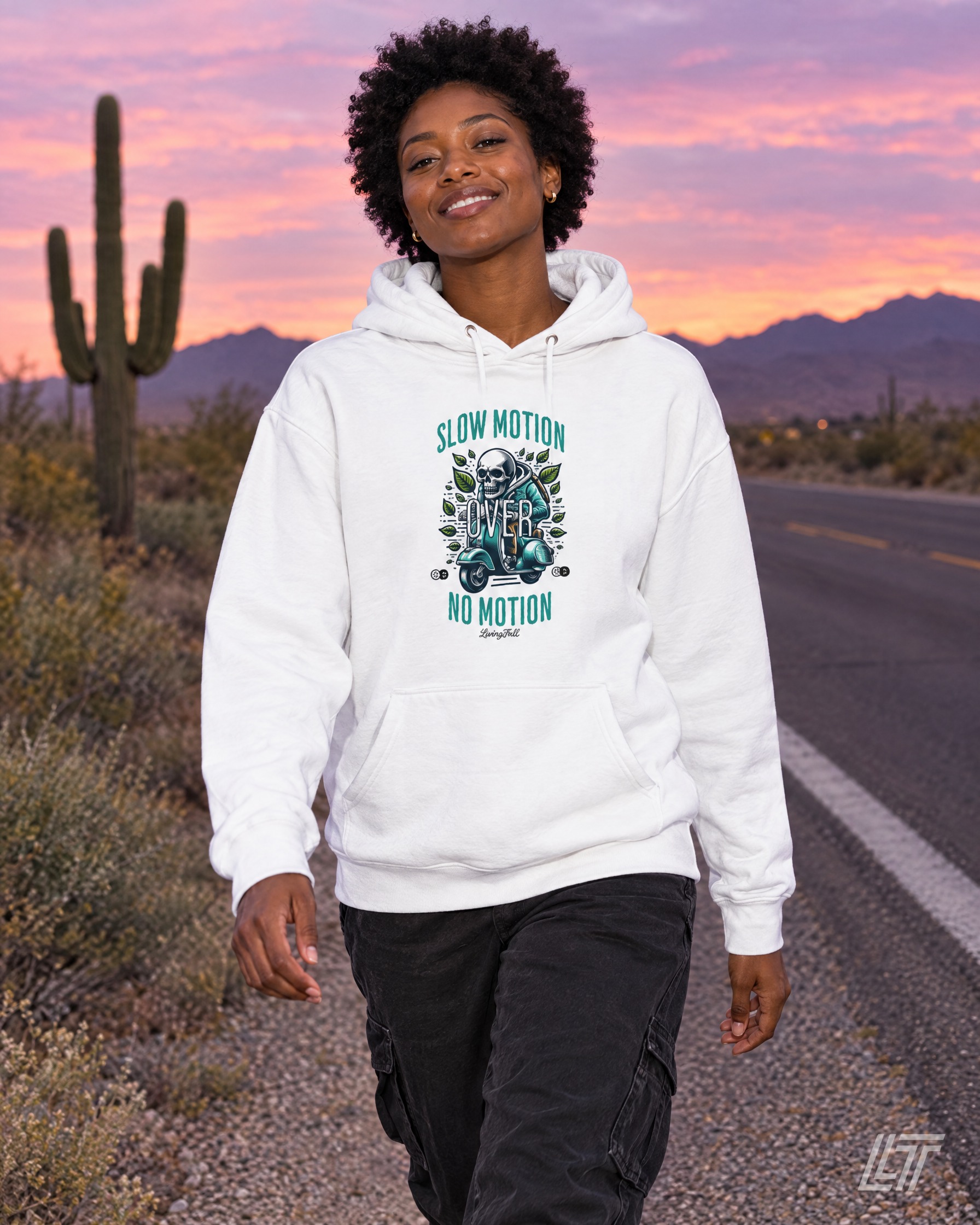 Slow Motion Over No Motion Unisex Hoodie — Living Trill lifestyle photo